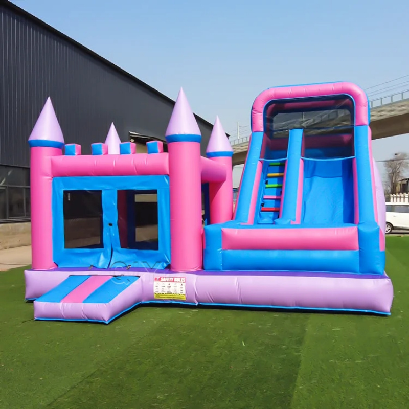 Kids Outdoor Slide - Rumah Loncat Komersial Warna-warni Mewah, Rumah