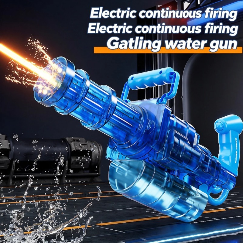 Kids Outdoor Water Play - Senapan Air Gatling Otomatis Berputar Tekanan
