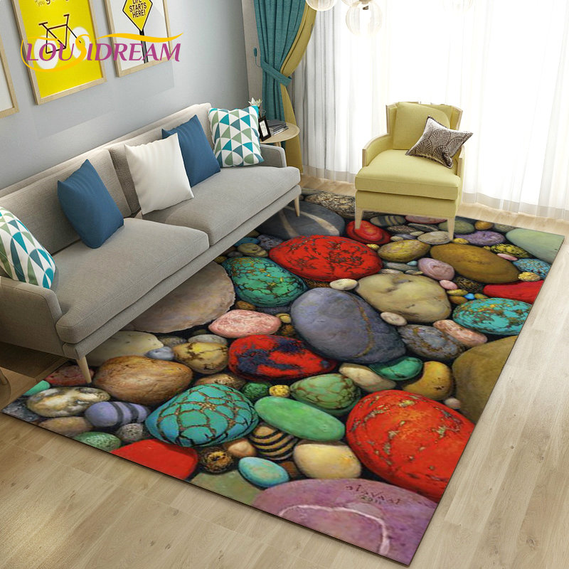 Kids Outdoor Mat Waterproof - 3D Warna-warni Batu Karpet, Karpet Karpet