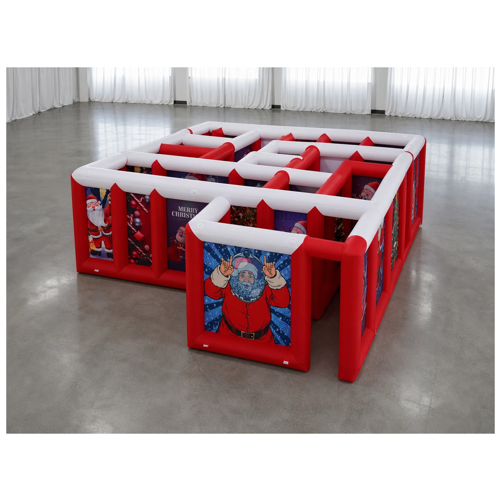 Kids Outdoor Games For Party - Labirin Tiup Atap Datar Merah Putih