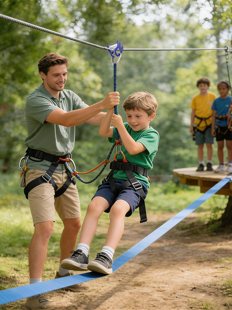 Kids Outdoor Zipline - Peralatan Zip Line Pulley Luar Ruangan,