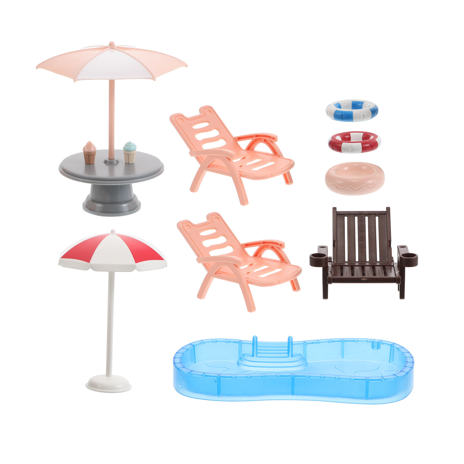 Kids Outdoor Doll House - 1 Set Rumah Boneka Miniatur, Kolam