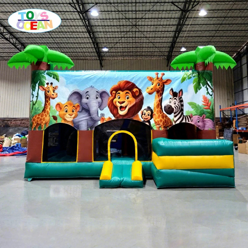 Kids Outdoor Slide - Rumah Loncat Tiup Bertema Hutan Hewan