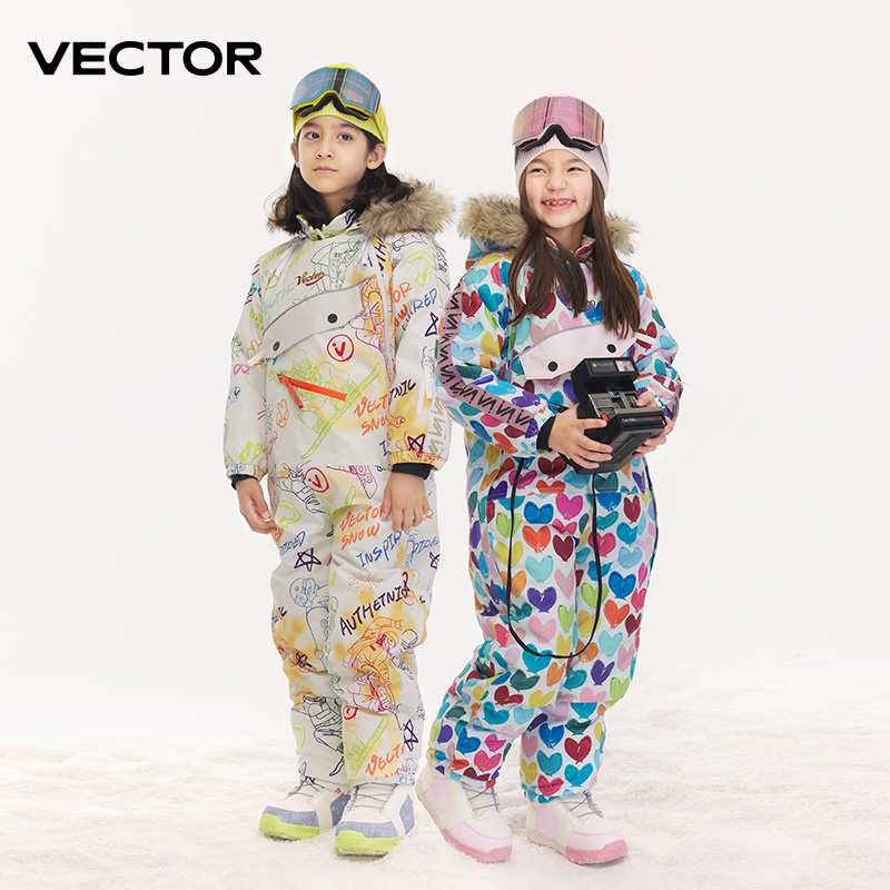 Kids Outdoor Jumping - VECTOR Jumpsuit Ski satu potong tebal