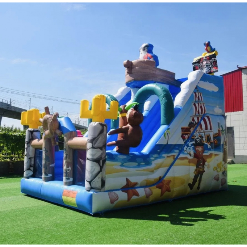 Perosotan Tiup Kapal Bajak Lau - Kids Outdoor Slide ulasan dan harga