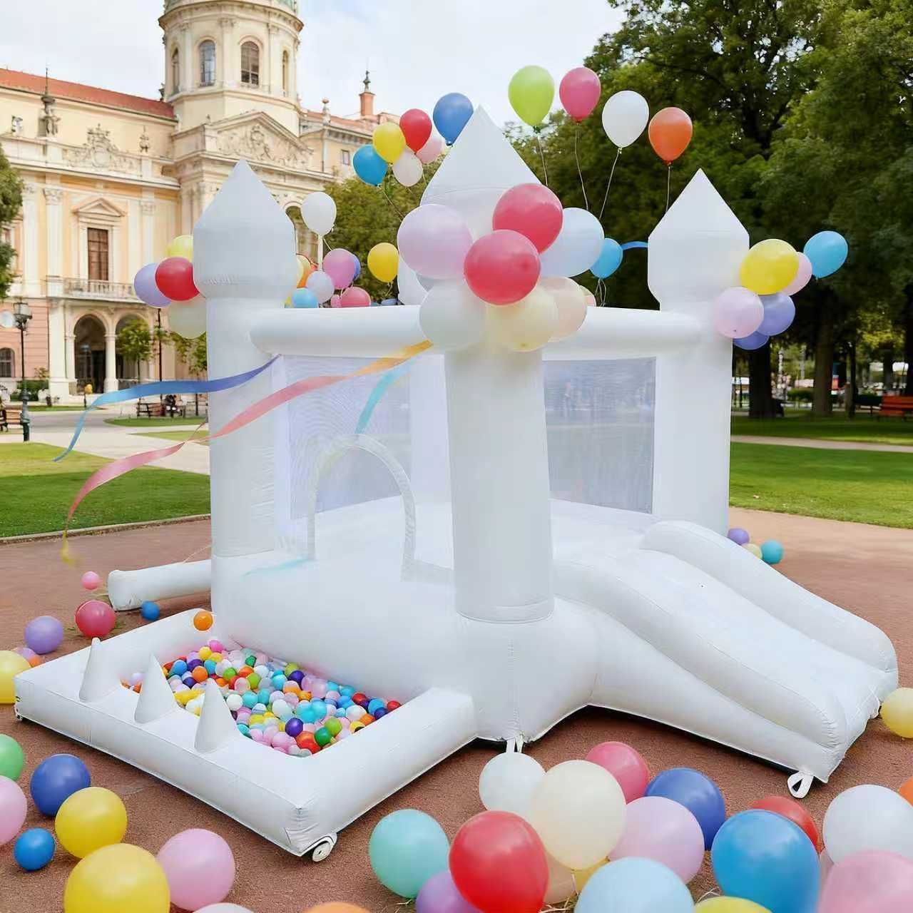 Rumah Loncat Putih, Istana Lon - Kids Outdoor Slide ulasan dan harga