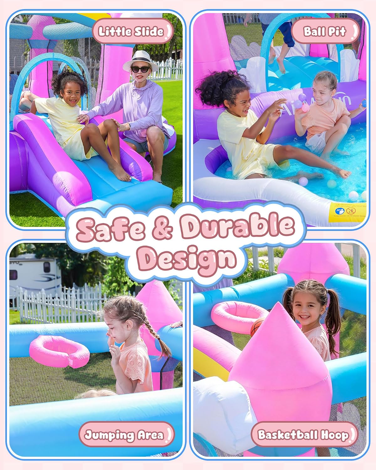 Rumah Loncat Tiup Warna Pink u - Kids Outdoor Slide ulasan dan harga