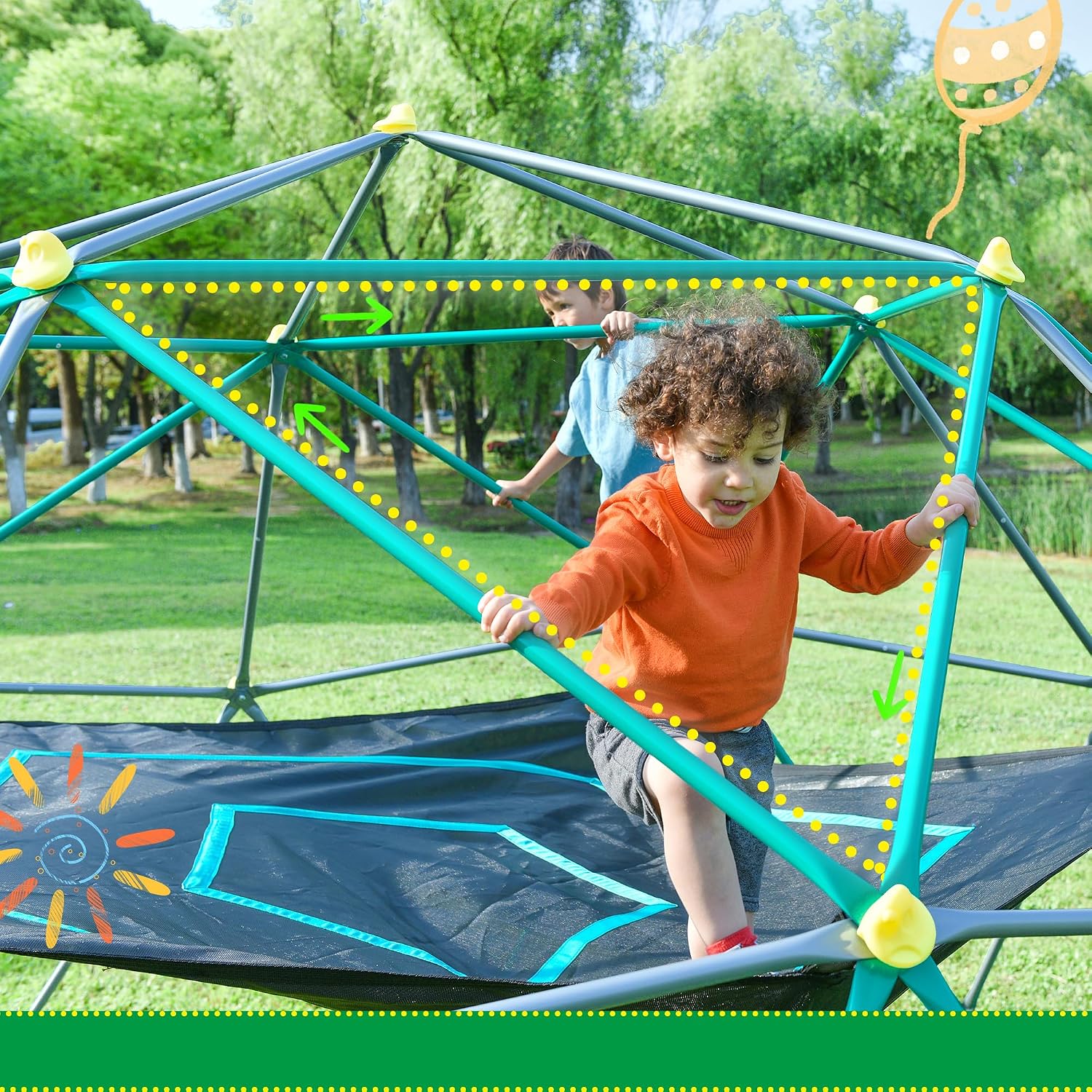 Kubah Panjat 13 Kaki dengan Ka - Kids Outdoor Climbing Dome ulasan dan harga